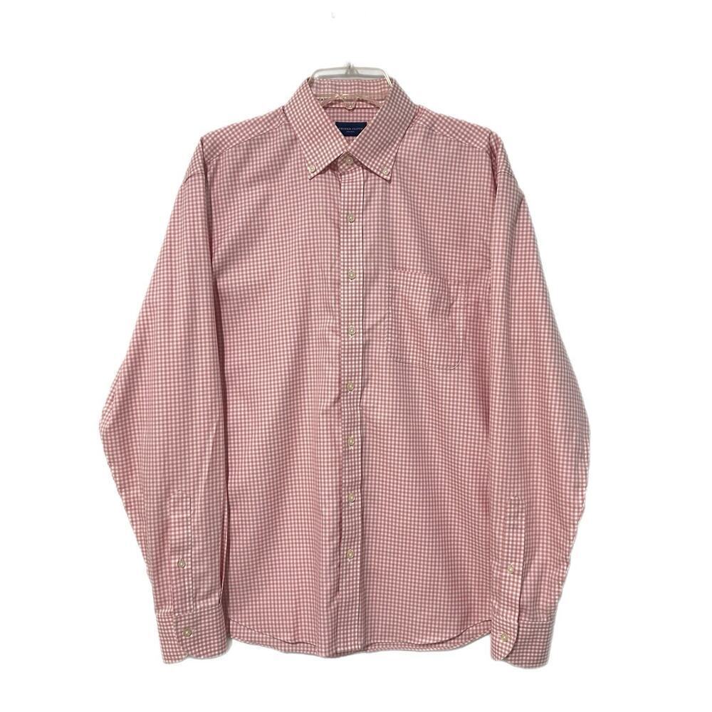Proper Cloth Shirt Mens Medium 100% Cotton Gingham Pink Button Down Long Sleeve